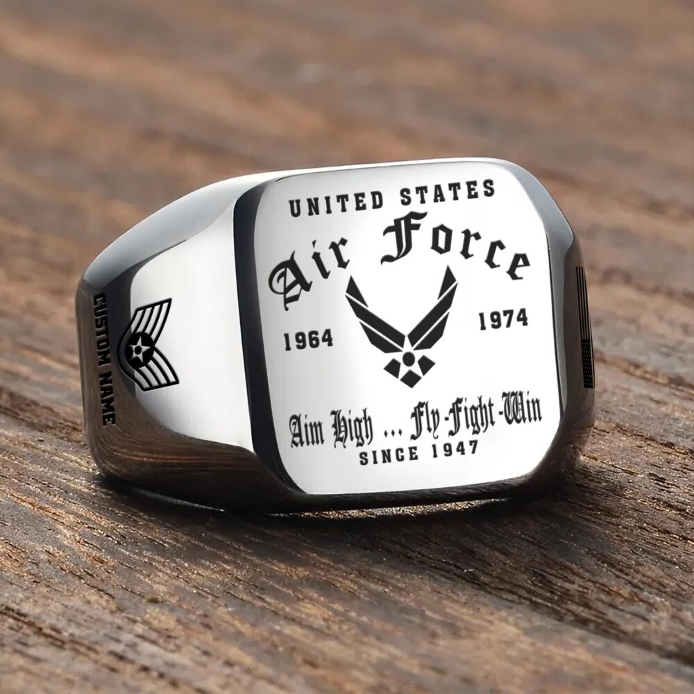 US Air Force , E 9 Air Force Command Chief Master Sergeant - Engraved Men's Ring - Image 3