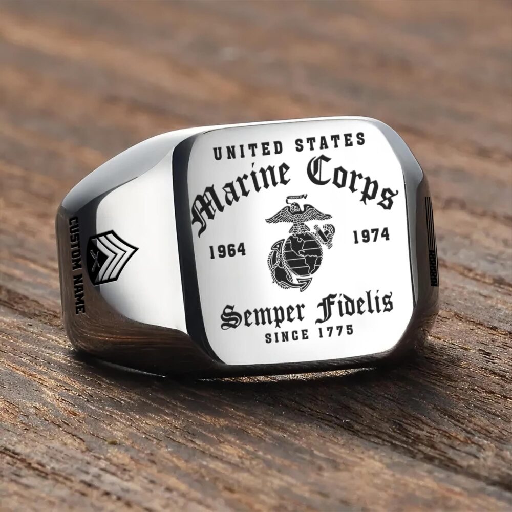 US Marine Corps - Silver Engraved Men's Ring - Image 3