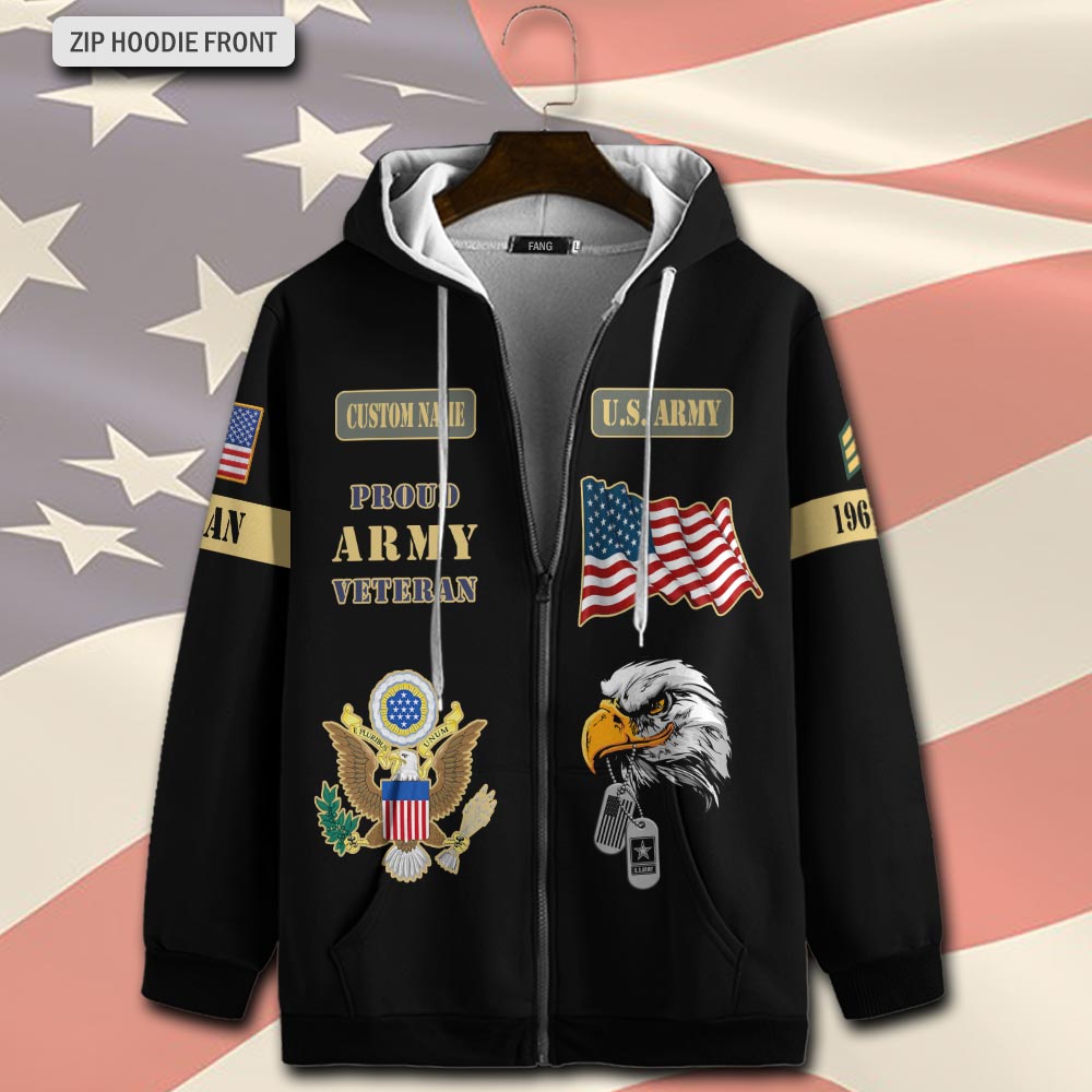 US Army, Duty, Honor, Country - Zip Hoodie - Image 2