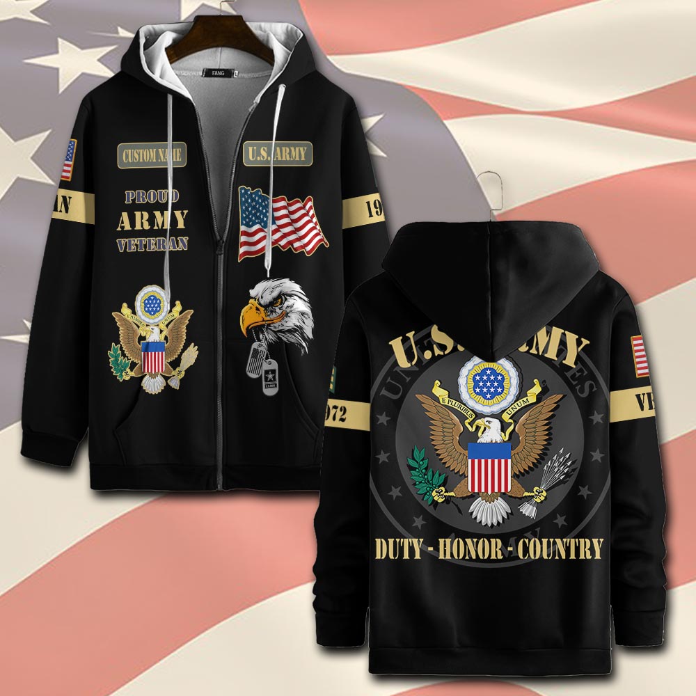 US Army, Duty, Honor, Country - Zip Hoodie
