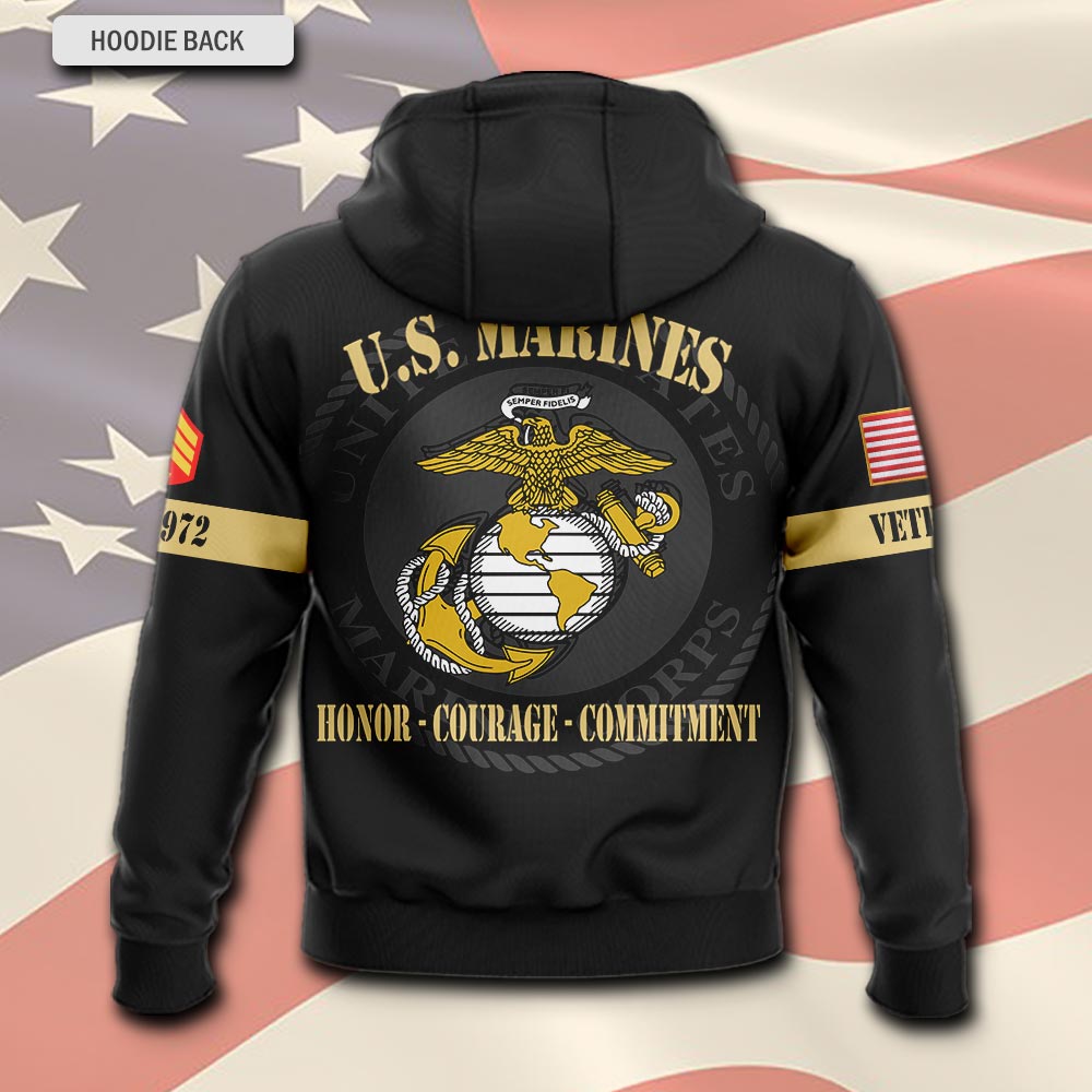 US Marine Corps, Proud Veteran - Hoodie - Image 3
