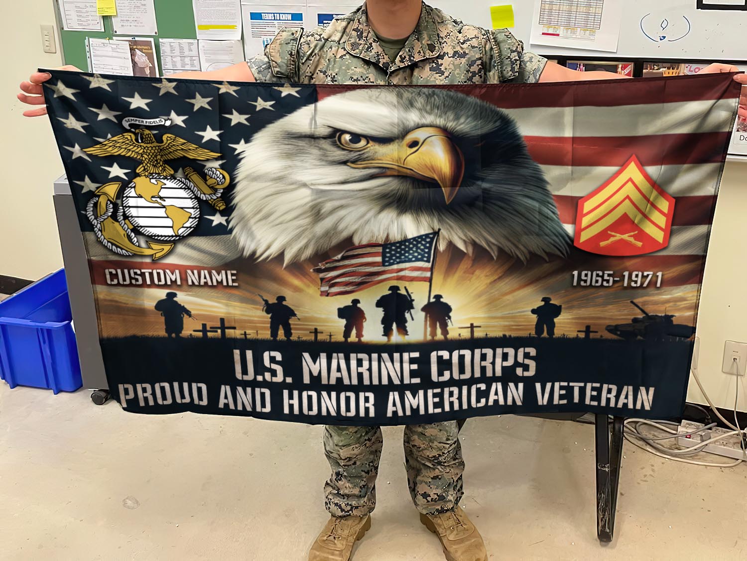 US Marine Corps, Honor, Duty, Service - Flying Flag 3×5 Feet(90×150 Cm) - Image 3