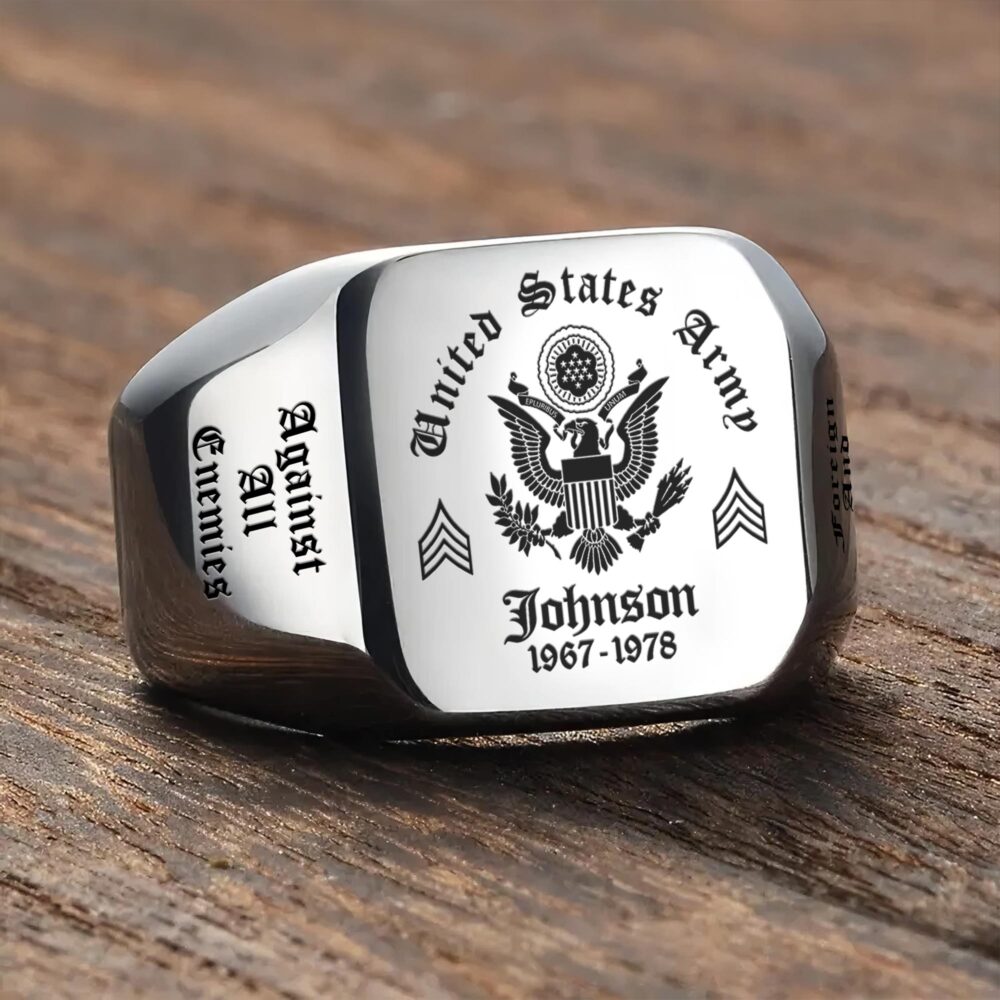 US Army, Lest We Forget - Engraved Men's Ring - Image 3