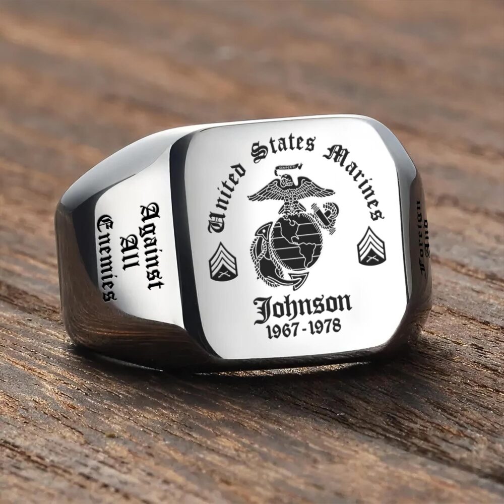 US Marine Corps, W 4 Marines Chief Warrant Officer 4 - Engraved Men's Ring - Image 3