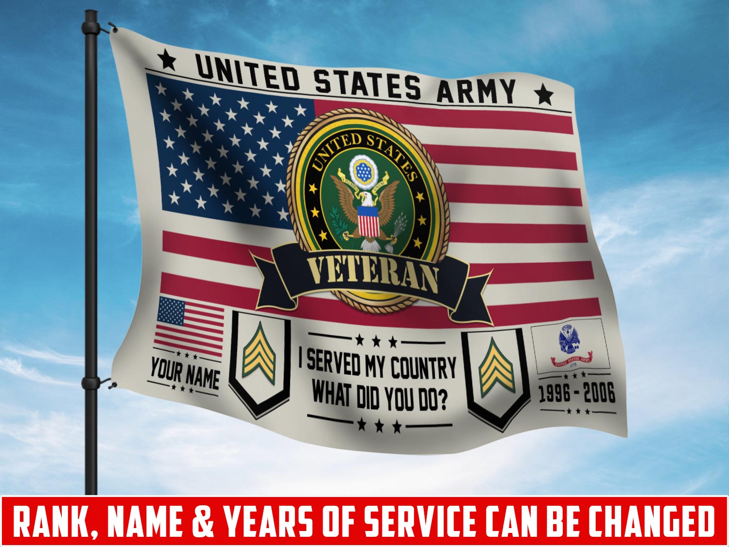 US Army, E 8 Army First Sergeant - Flying Flag 3×5 Feet(90×150 Cm)