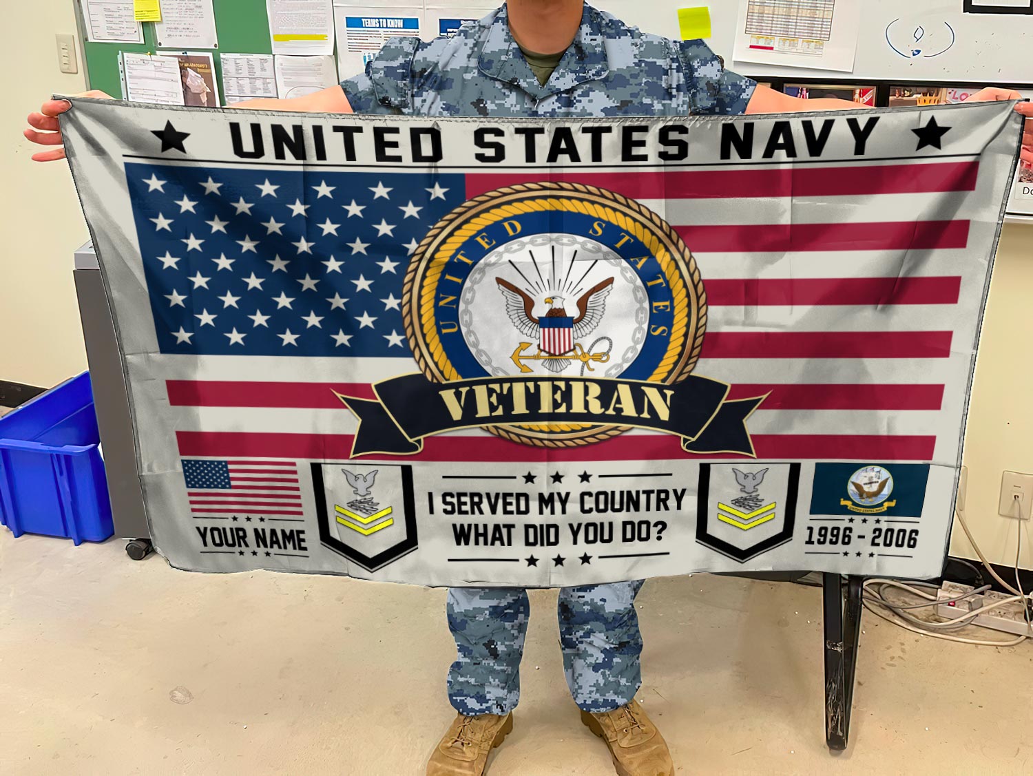 US Navy, E 7 Gold - Flying Flag 3×5 Feet(90×150 Cm) - Image 2