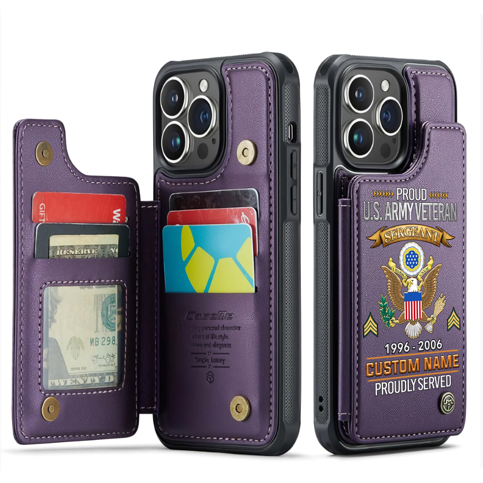 US Army, All Gave Some, Some Gave All - Leather Flip Phone Case - Image 5