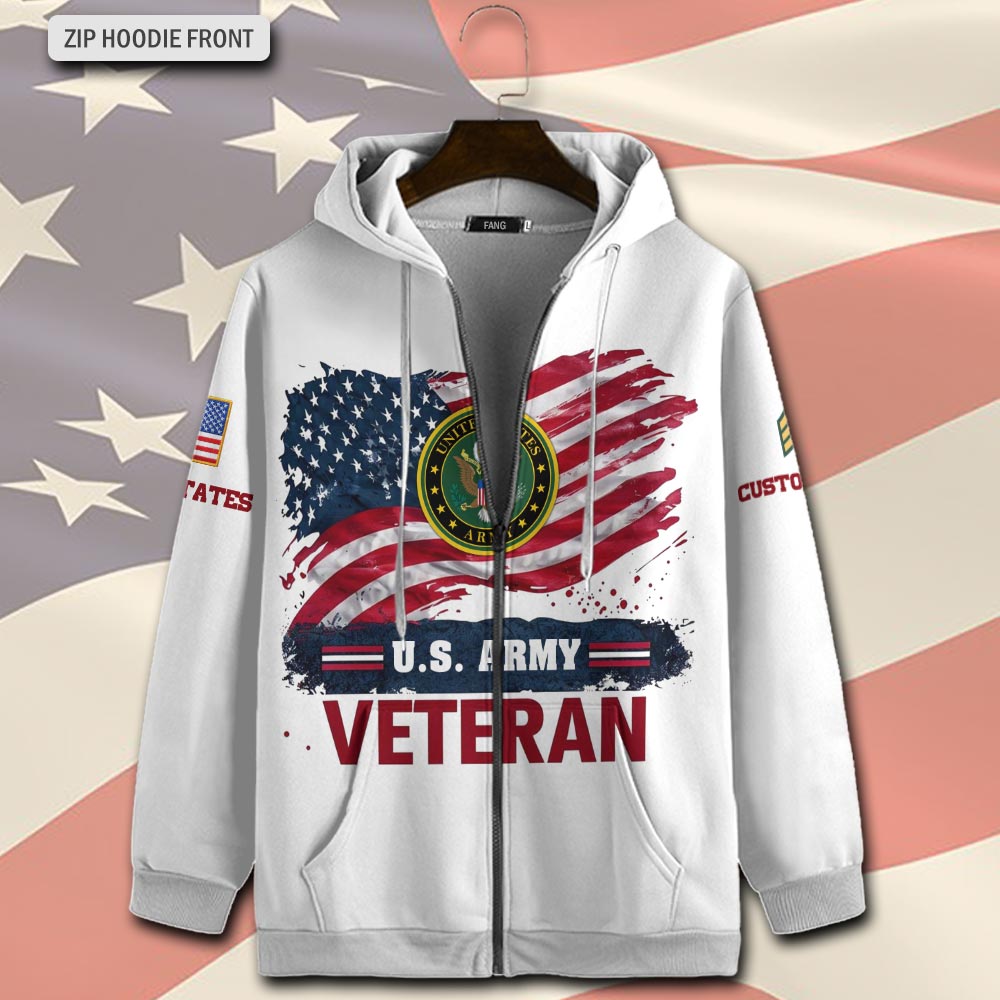 US Army, Duty, Honor, Country - Zip Hoodie - Image 2