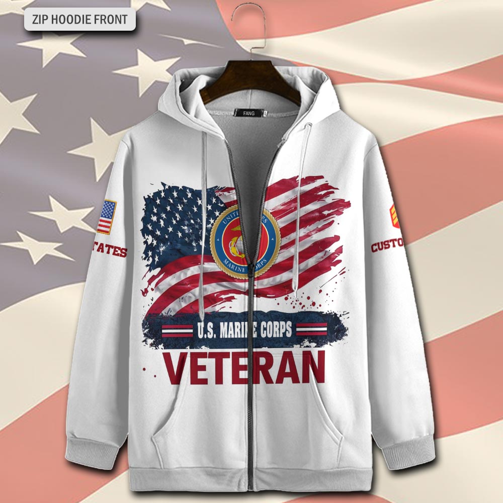 US Marine Corps, E 8 Marines Master Sergeant - Zip Hoodie - Image 2