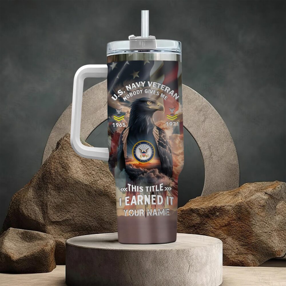 US Navy, Anchors Aweigh - Stainless Steel Tumbler 40oz - Image 3
