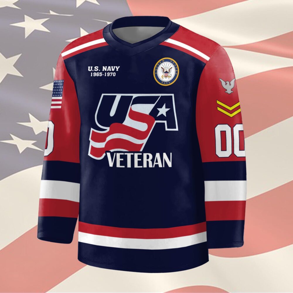 US Navy, Proud Veteran - Hockey Jersey - Image 2