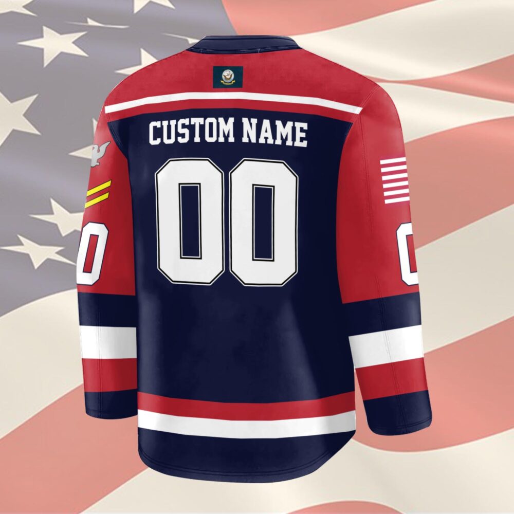 US Navy, Proud Veteran - Hockey Jersey - Image 3