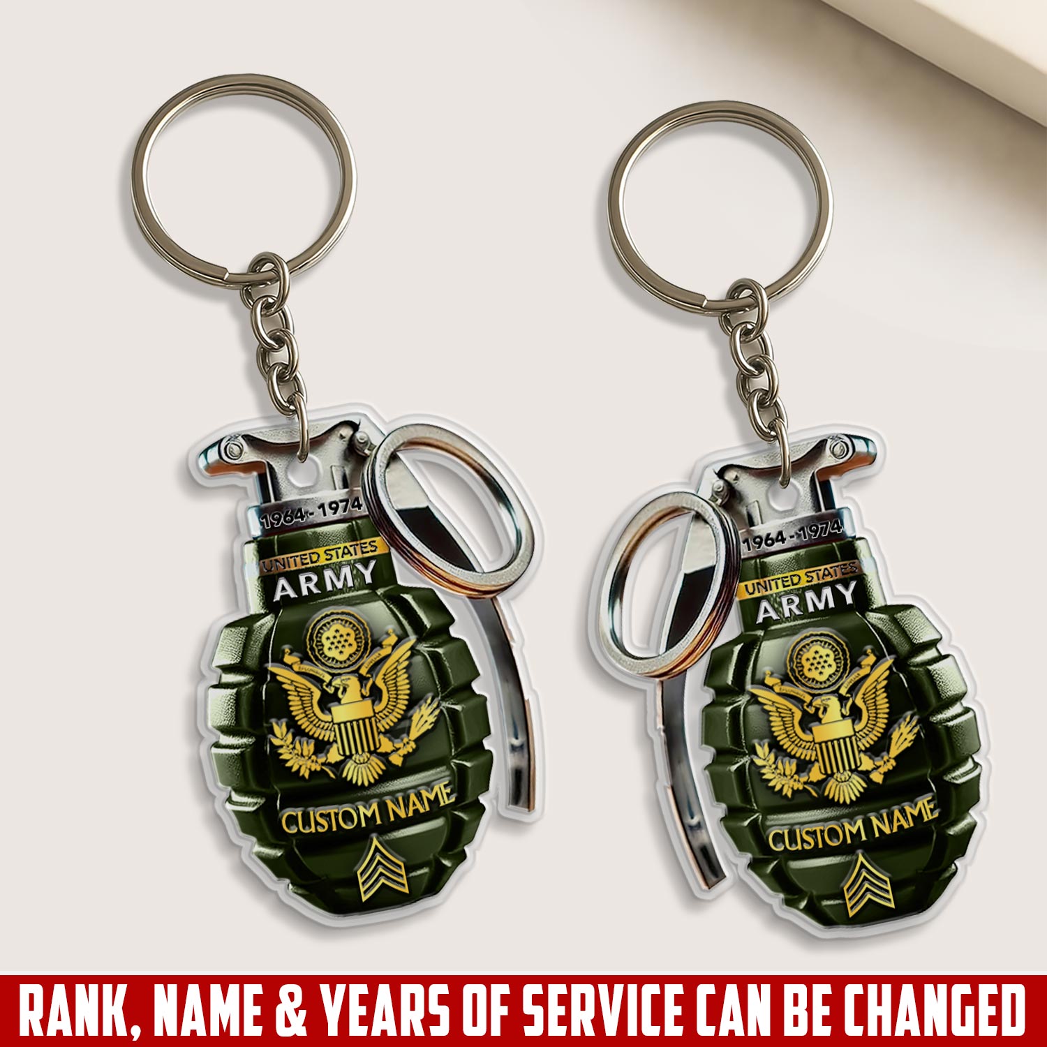 US Army, E 4 Army Corporal - Acrylic Keychain