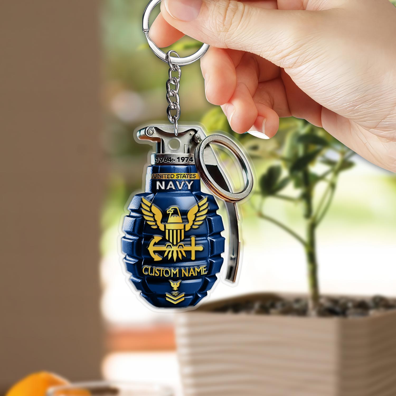 US Navy, American By Birth, Veteran By Choice - Acrylic Keychain - Image 2