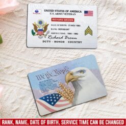 US Army, W 4 Army Chief Warrant Officer 4 - Printed Metal Card