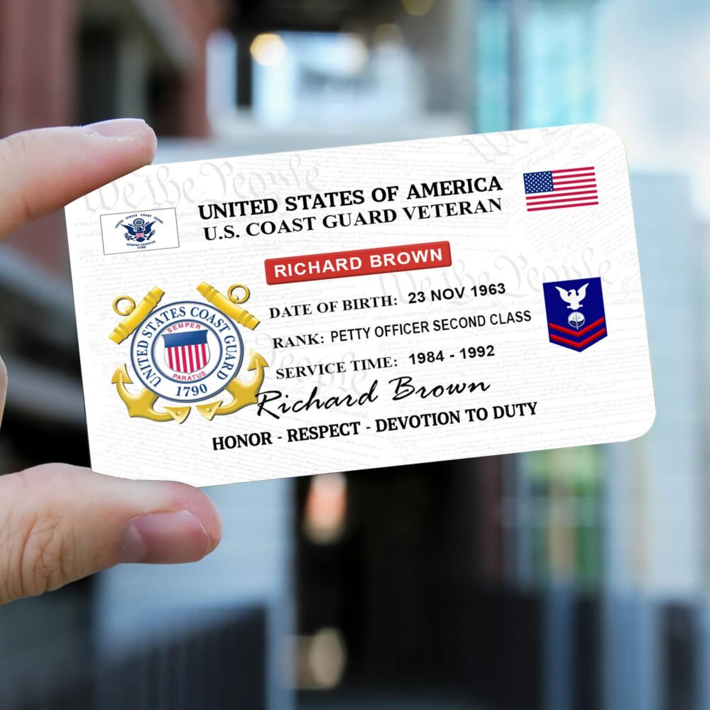 US Coast Guard, Remember - Honor - Respect - Printed Metal Card - Image 2