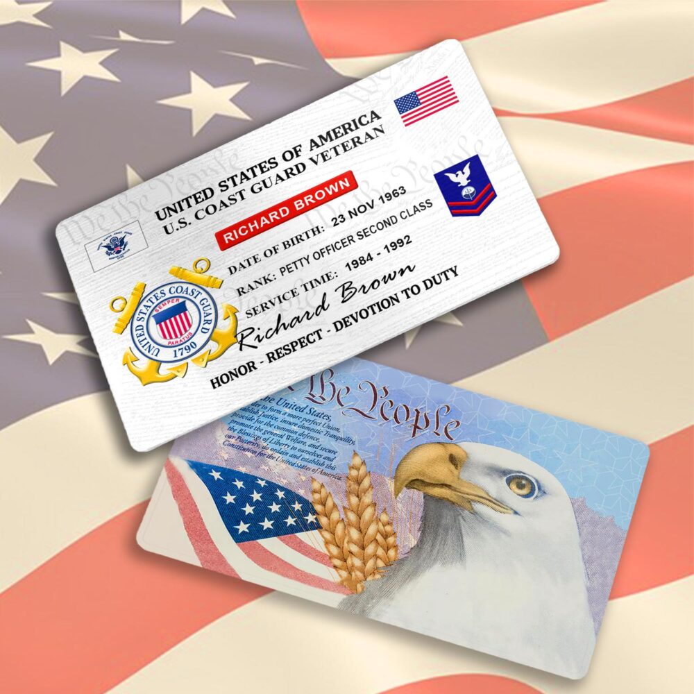 US Coast Guard, Remember - Honor - Respect - Printed Metal Card - Image 3