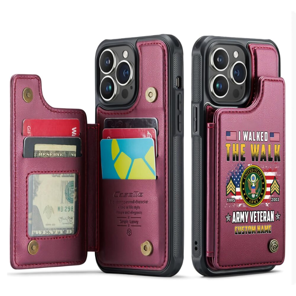 US Army, Freedom Over Fear - Leather Flip Phone Case - Image 4
