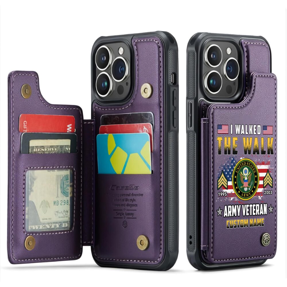 US Army, Freedom Over Fear - Leather Flip Phone Case - Image 6
