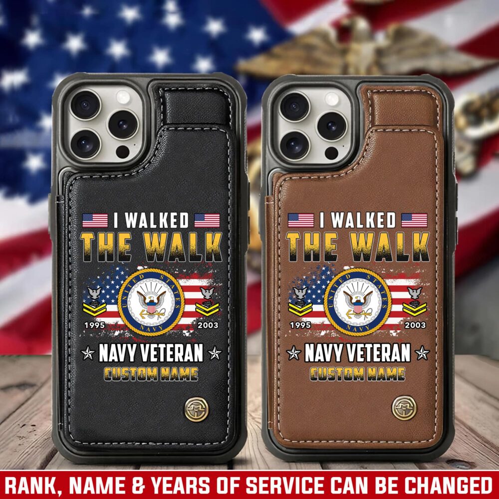 US Navy, Proud Veteran - Leather Flip Phone Case