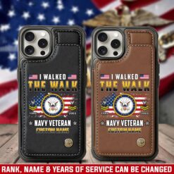 US Navy, Proud Veteran - Leather Flip Phone Case