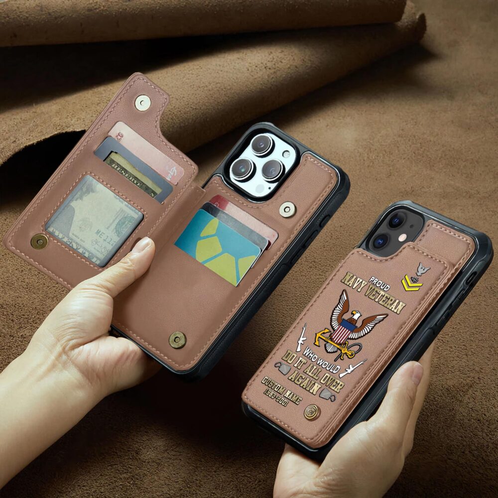 US Navy, E 3 Red - Leather Flip Phone Case - Image 2