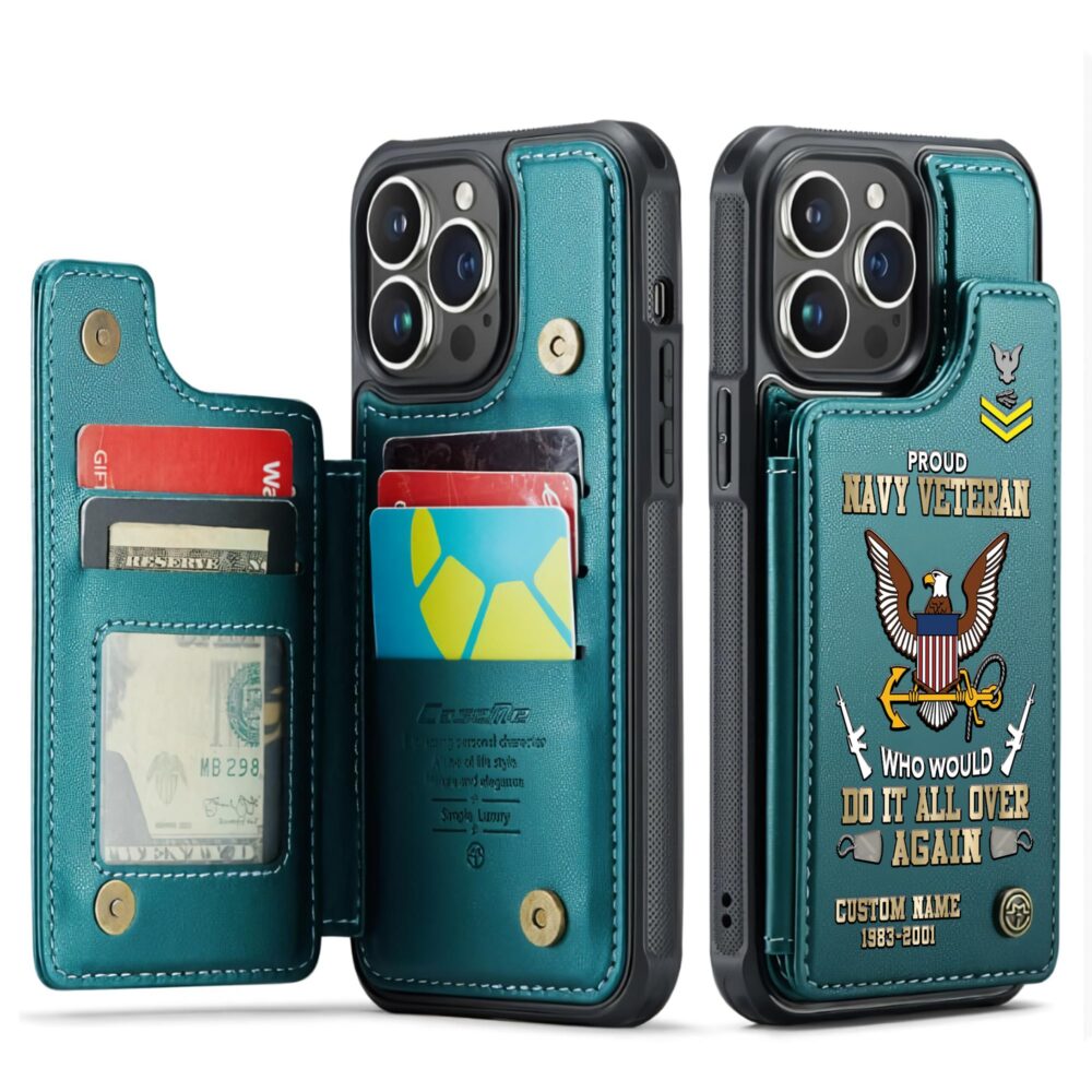 US Navy, E 3 Red - Leather Flip Phone Case - Image 5