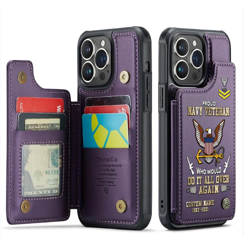 US Navy, E 3 Red - Leather Flip Phone Case - Image 6