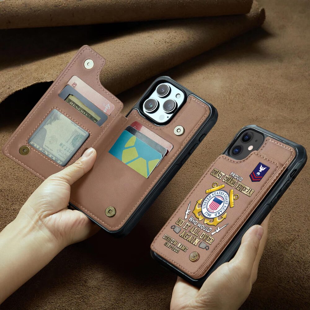 US Coast Guard, E 4 Gold - Leather Flip Phone Case - Image 2
