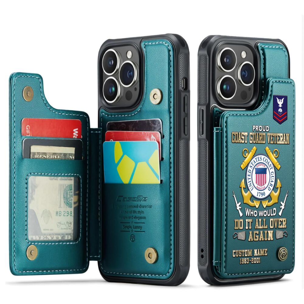 US Coast Guard, E 4 Gold - Leather Flip Phone Case - Image 5