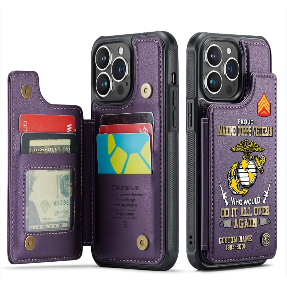US Marine Corps, Honoring All Who Served - Leather Flip Phone Case - Image 6