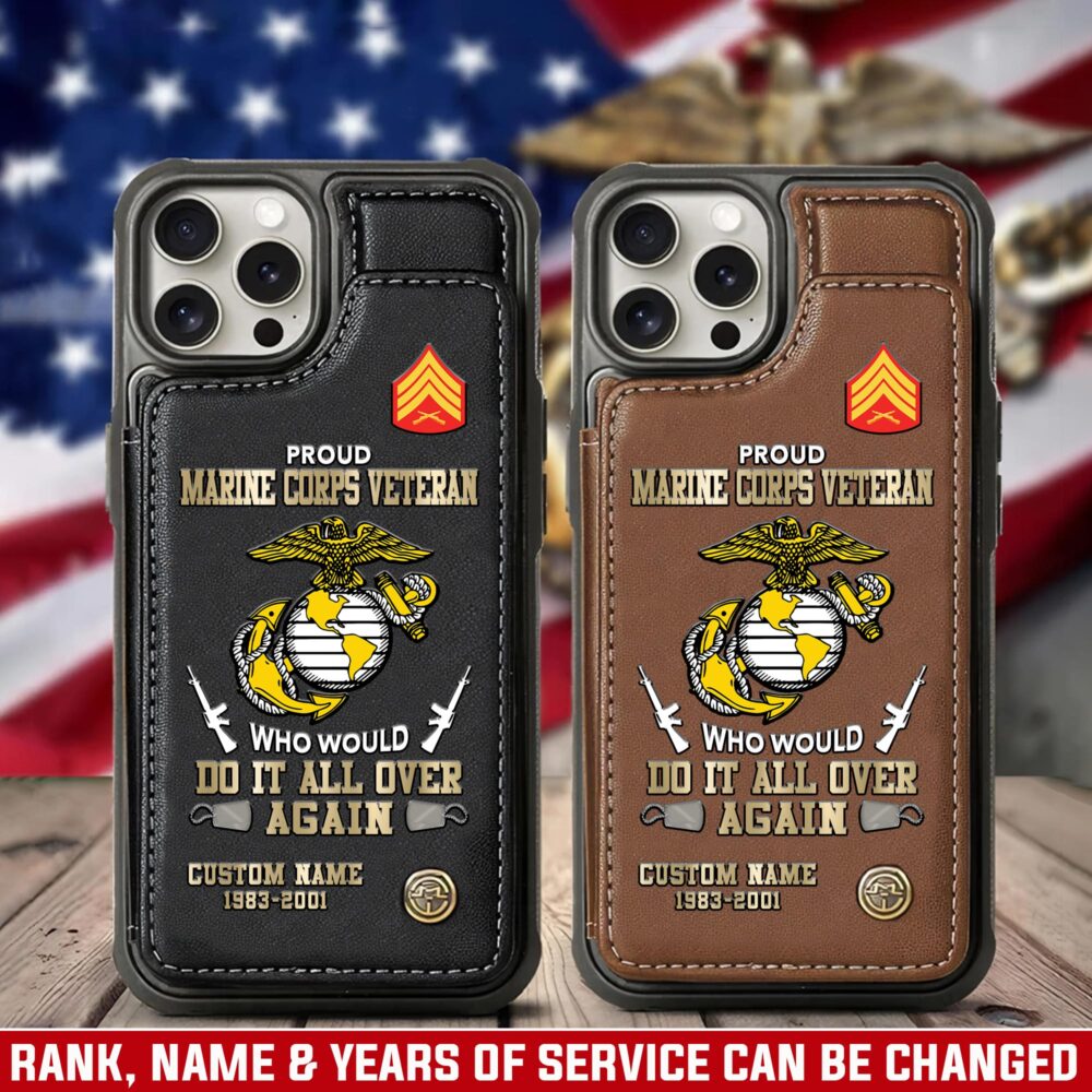 US Marine Corps, Honoring All Who Served - Leather Flip Phone Case