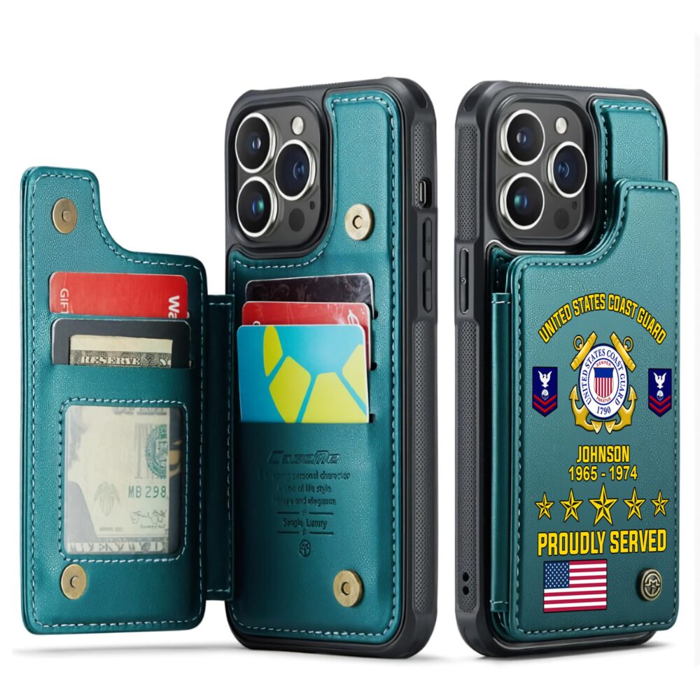 US Coast Guard, Land Of The Free, Because Of The Brave - Leather Flip Phone Case - Image 5