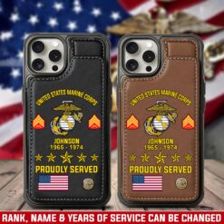 US Marine Corps, Proud Veteran - Leather Flip Phone Case