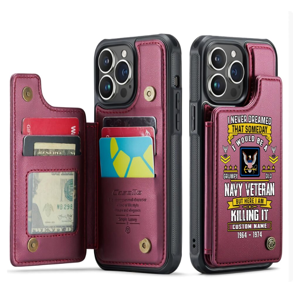 US Navy, E 2 Blue - Leather Flip Phone Case - Image 4