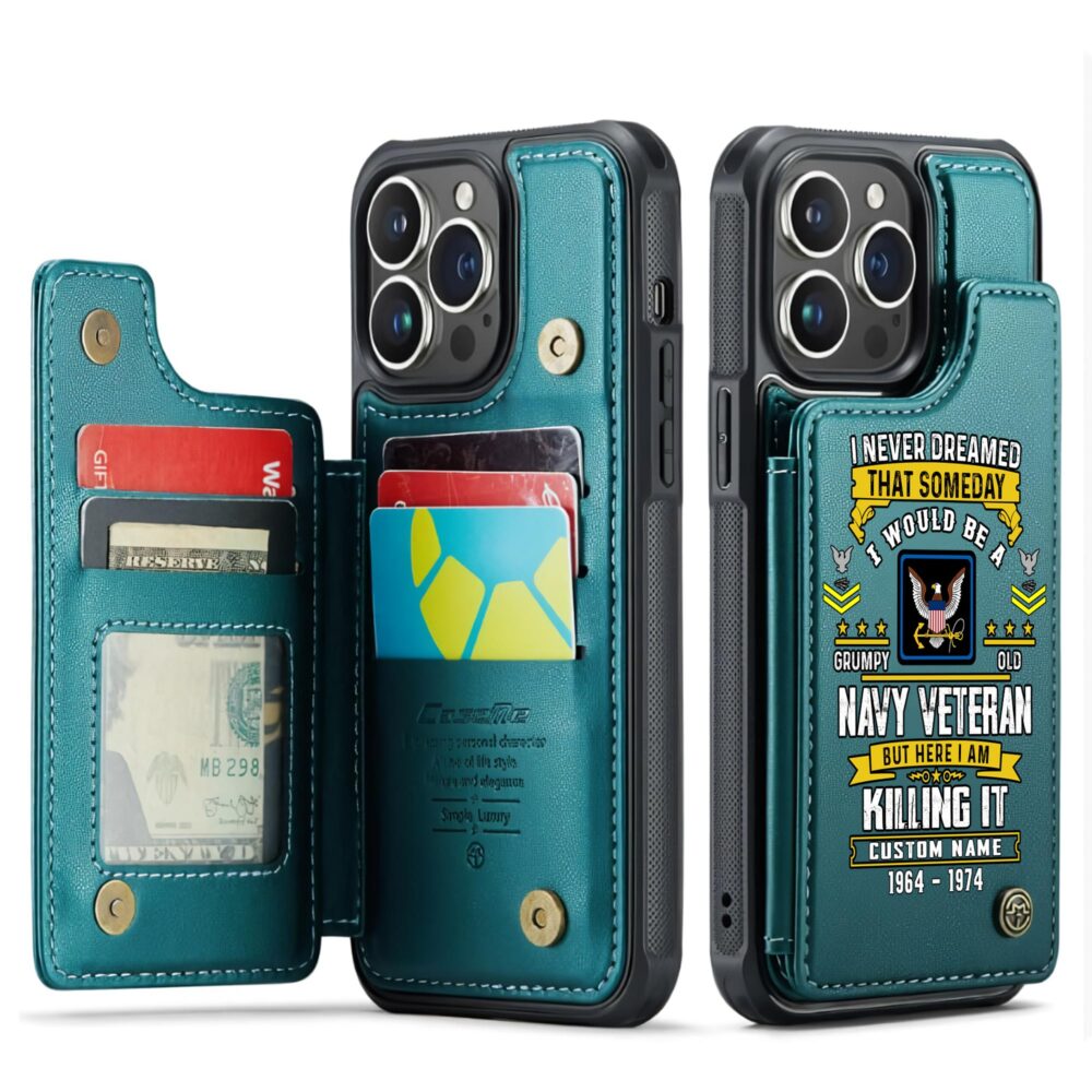 US Navy, E 2 Blue - Leather Flip Phone Case - Image 5
