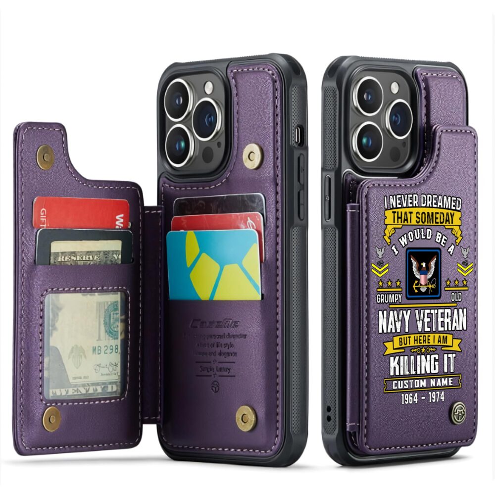 US Navy, E 2 Blue - Leather Flip Phone Case - Image 6