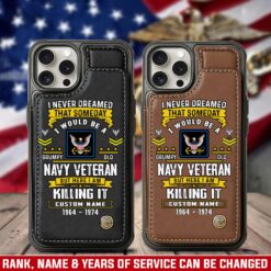 US Navy, E 2 Blue - Leather Flip Phone Case