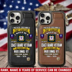 US Coast Guard, Land Of The Free, Because Of The Brave - Leather Flip Phone Case