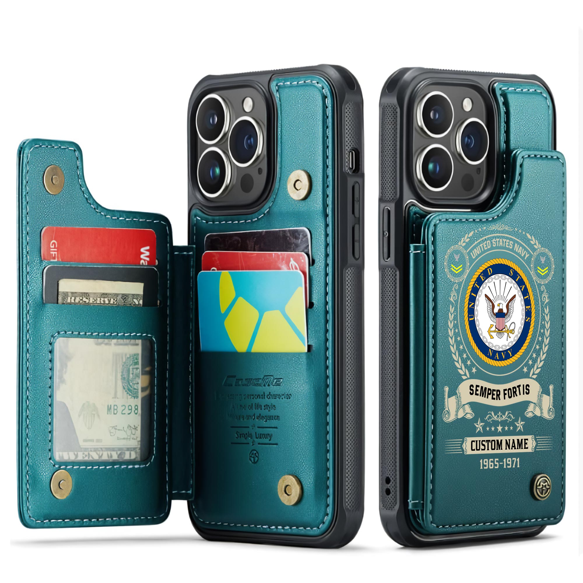 US Navy, E 2 Blue - Leather Flip Phone Case - Image 5