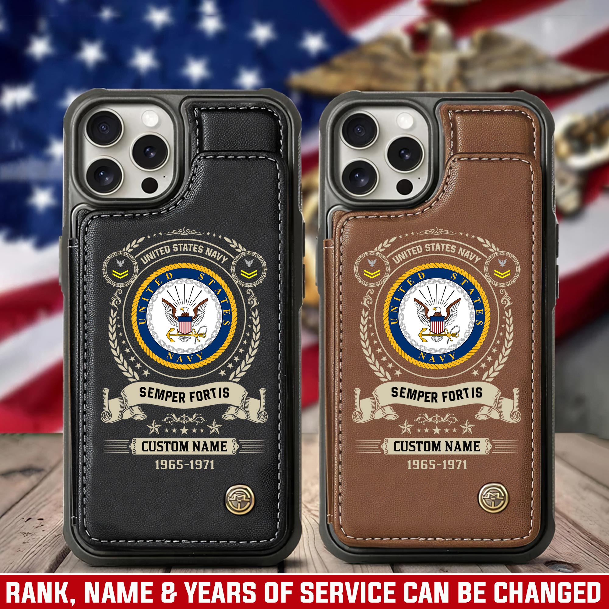 US Navy, E 2 Blue - Leather Flip Phone Case