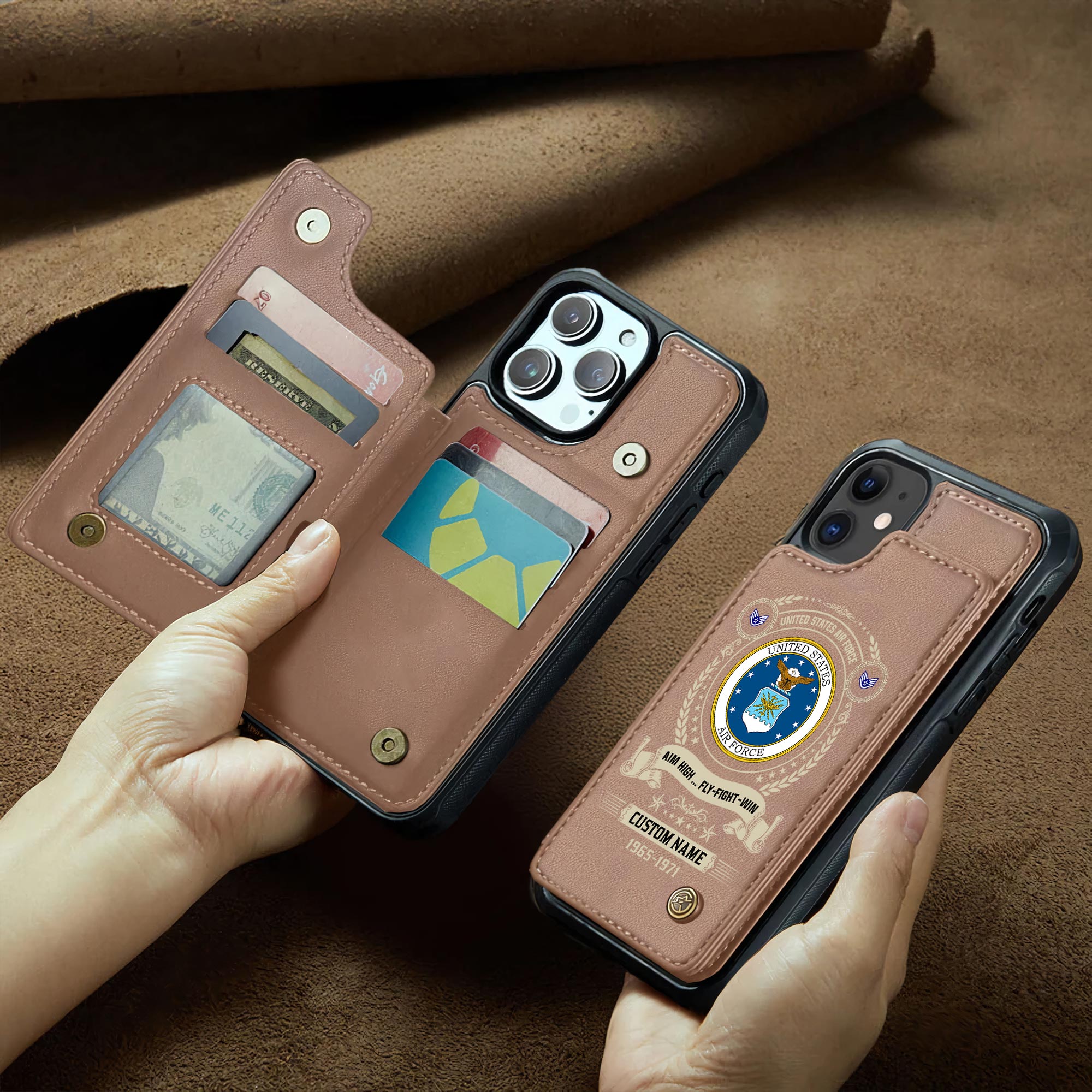 US Air Force , No One Fights Alone - Leather Flip Phone Case - Image 2