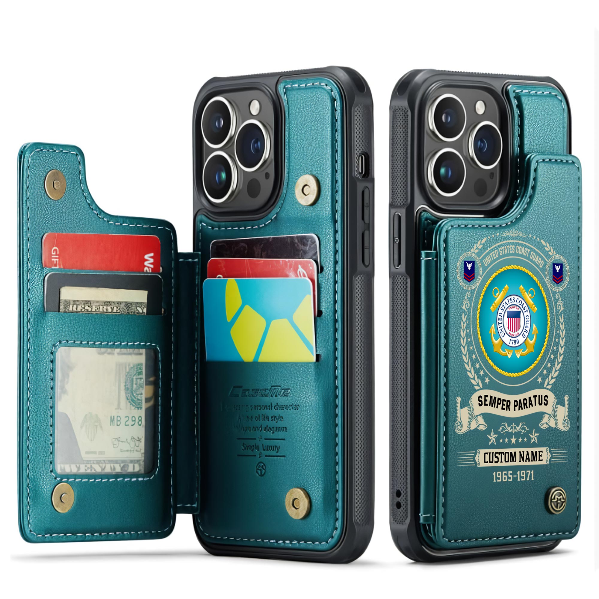 US Coast Guard, Once A Coastie, Always A Coastie - Leather Flip Phone Case - Image 5