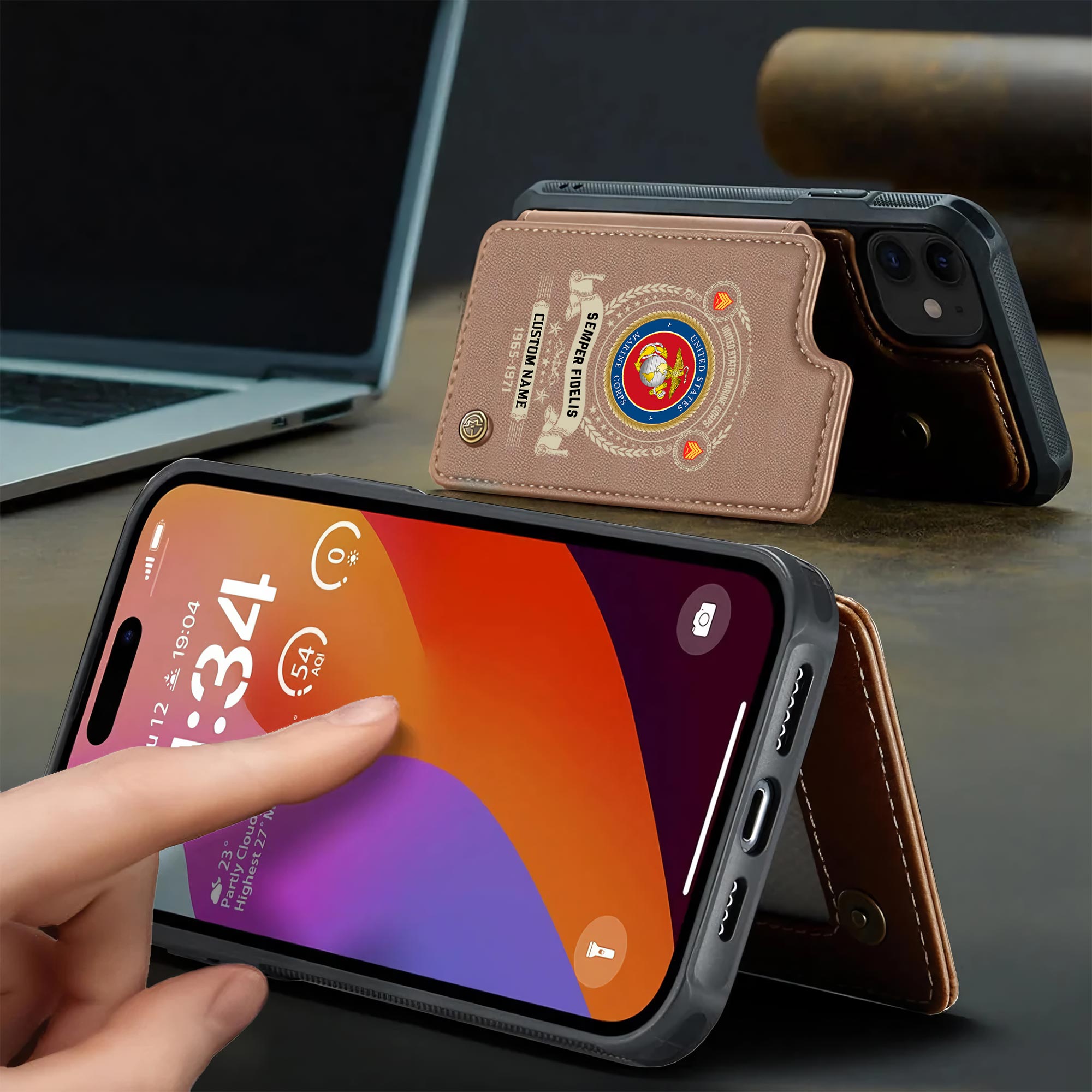 US Marine Corps, Life And Pride - Leather Flip Phone Case - Image 3