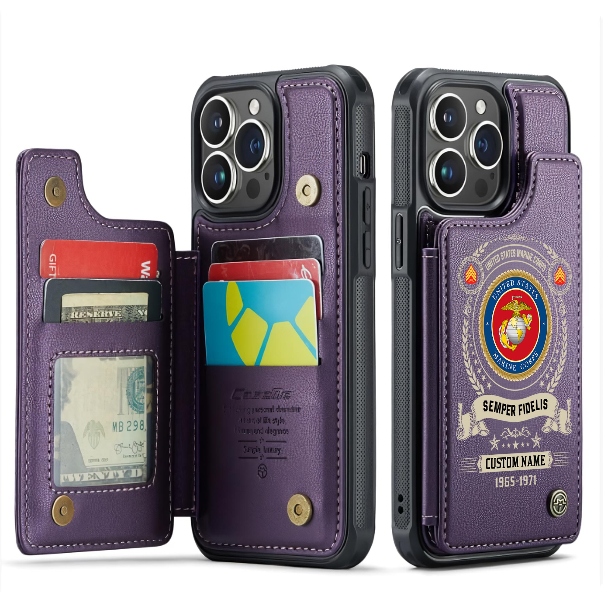 US Marine Corps, Life And Pride - Leather Flip Phone Case - Image 6