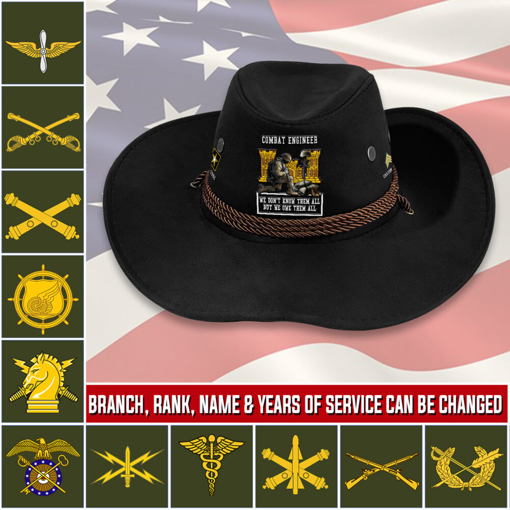Army Branch, E 6 Army Staff Sergeant - Cowboy Hat