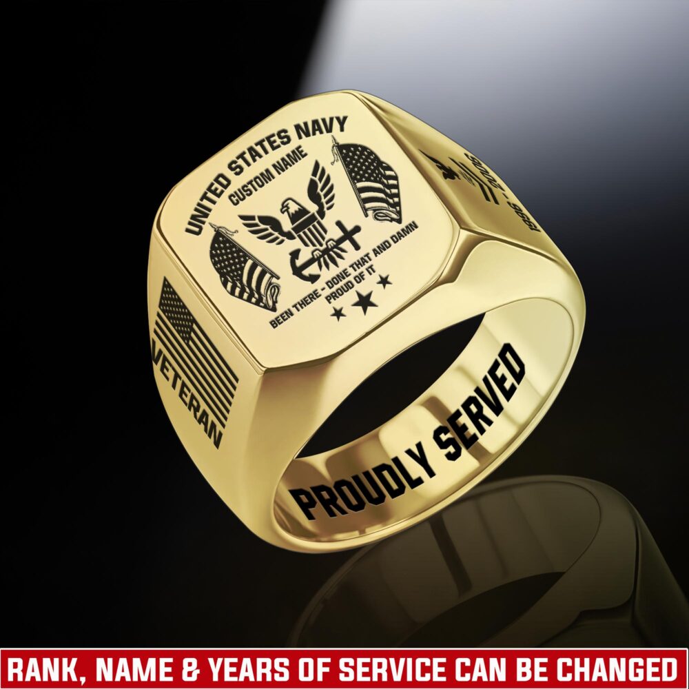 US Navy, E 7 Gold - Engraved Men's Ring