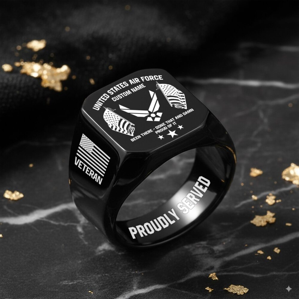 US Air Force , Honor The Fallen - Engraved Men's Ring - Image 8