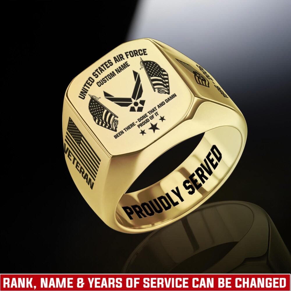 US Air Force , Honor The Fallen - Engraved Men's Ring