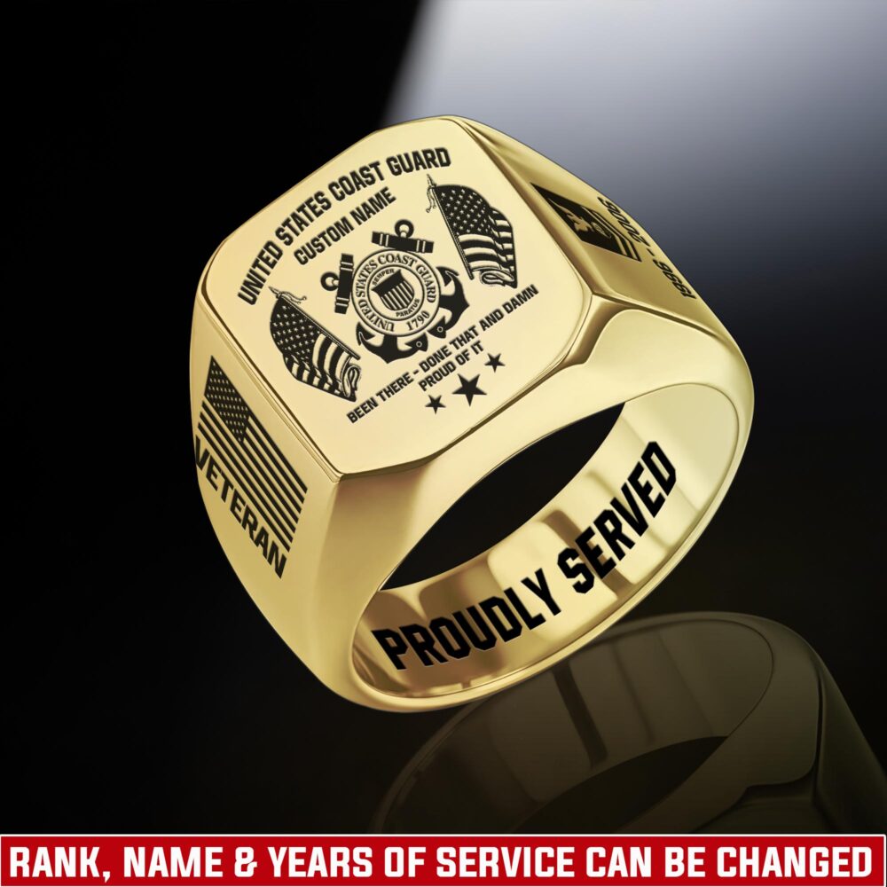US Coast Guard, No One Fights Alone - Engraved Men's Ring
